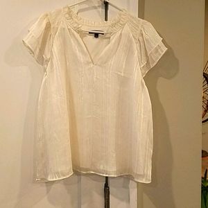 White and silver banana republic top